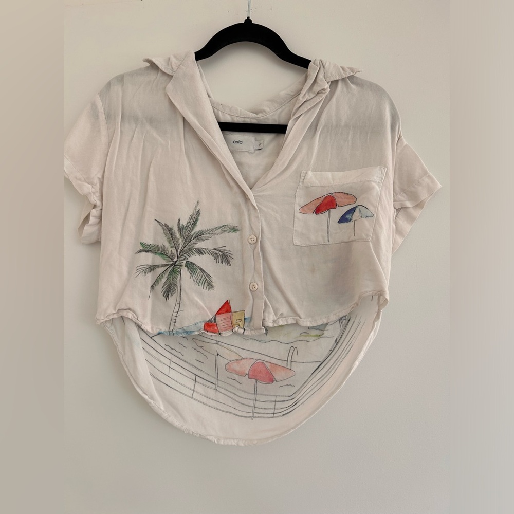Onia Beach Scene Button-Up Shirt - S/P